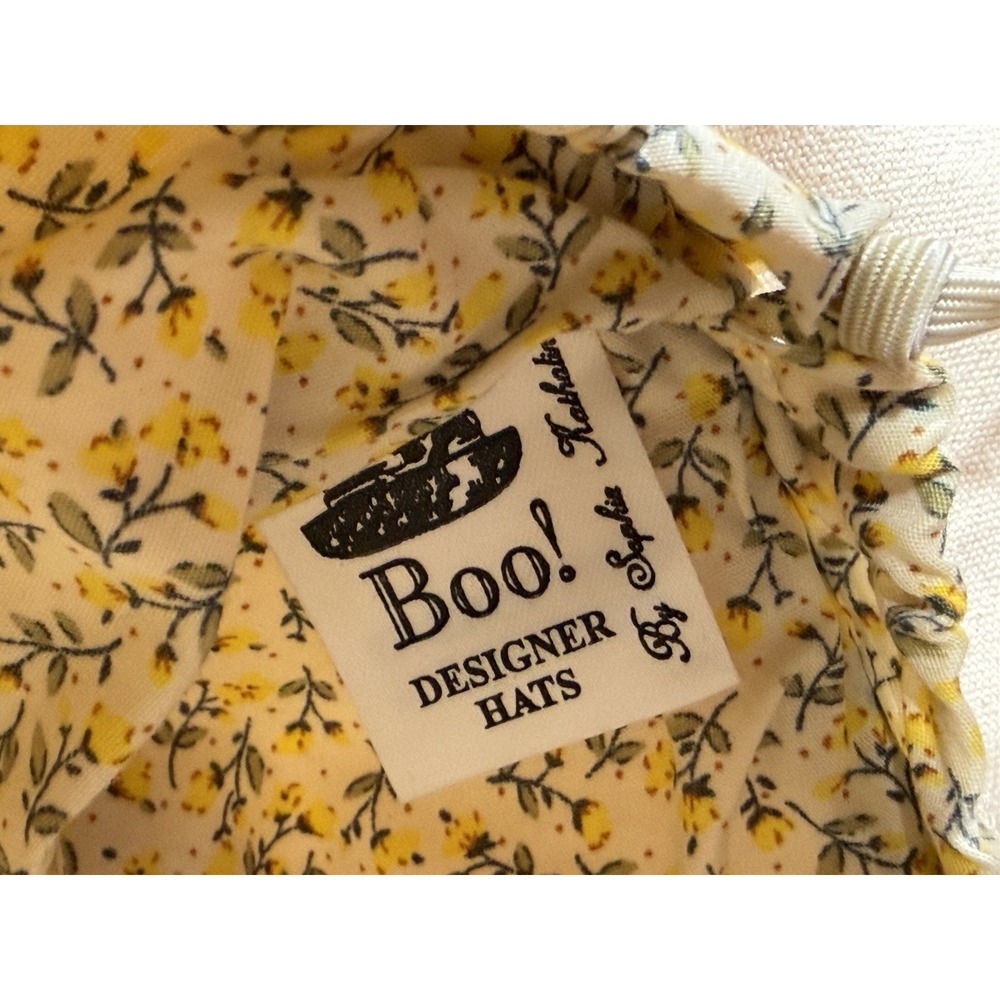 Boo Sun Bucket Hat Womens Small Ivory Cotton Floral Leopard Boho Cottagecore - Picture 2 of 16